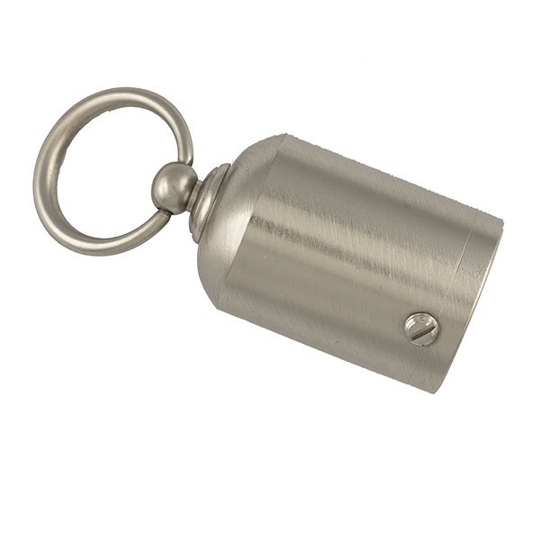 BRASS END CAP WITH RING FOR ROPE - MATT SILVER