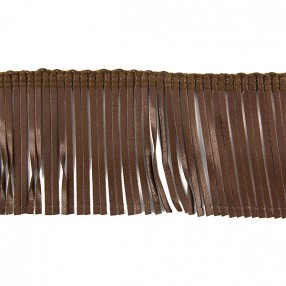 FAUX LEATHER FRINGE - BROWN