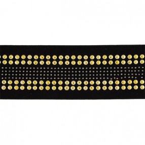 BLACK ELASTIC WAISTBAND WITH GOLD STUDS 50MM