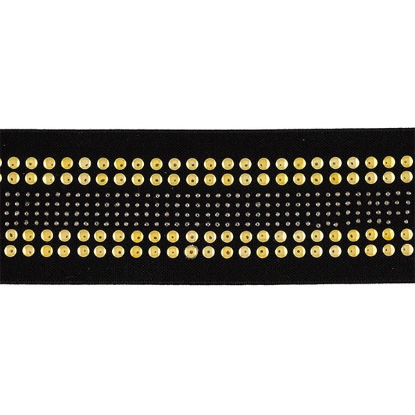 BLACK ELASTIC WAISTBAND WITH GOLD STUDS 50MM