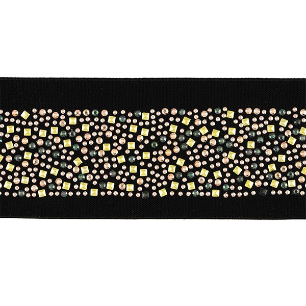 BLACK ELASTIC WAISTBAND WITH GOLD STUDS  50MM