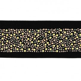 BLACK ELASTIC WAISTBAND WITH GOLD STUDS  50MM