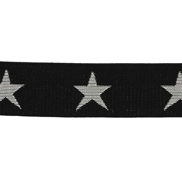 ELASTIC WAISTBAND WITH SILVER STAR 40MM - BLACK