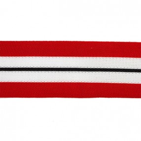 KNITTED TAPE RED-WHITE-BLACK 40MM
