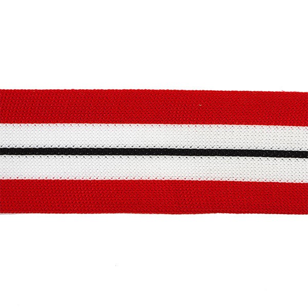 KNITTED TAPE RED-WHITE-BLACK 40MM