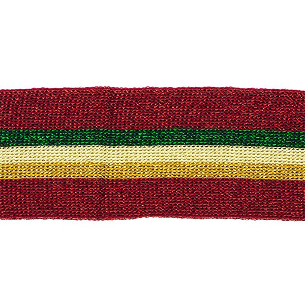 KNITTED TAPE METALLIC THREAD RED-GREEN-GOLD
