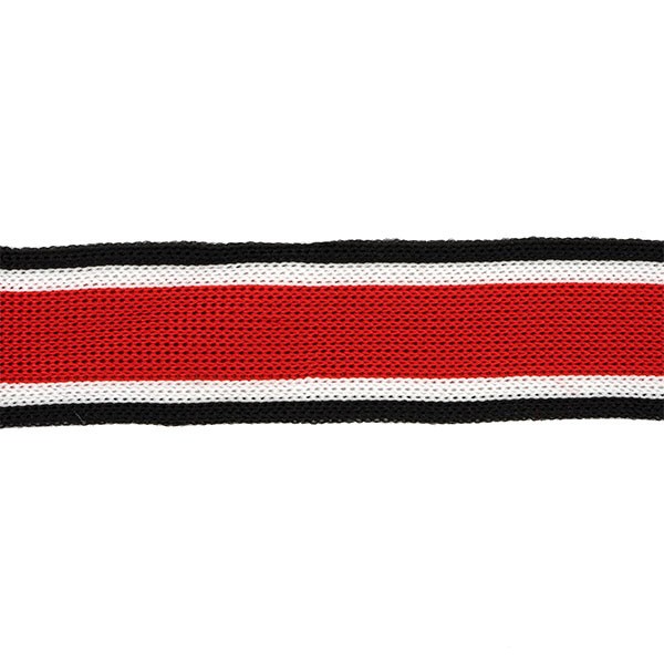 KNITTED TAPE BLACK-WHITE-RED 25MM