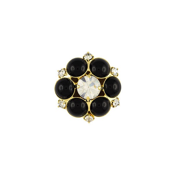 GOLD AND BLACK EXPOY RHINESTONE  BUTTON