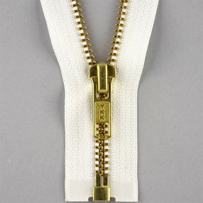 GOLD OPEN END METAL ZIP 5MM WHITE