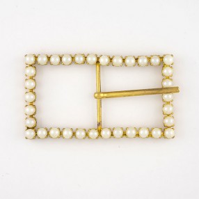 RECTANGULAR METAL BUCKLE WITH BEADS-WHITE