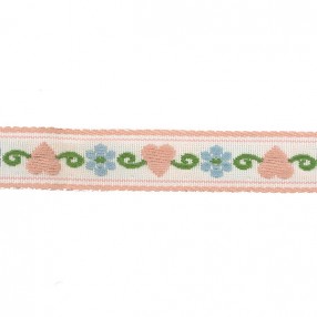 HEART AND FLOWER BABY JACQUARD TRIMMING PINK 15MM