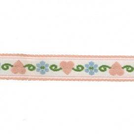 HEART AND FLOWER BABY JACQUARD TRIMMING PINK 15MM