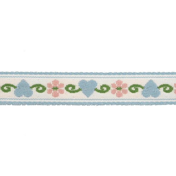 HEART AND FLOWER BABY JACQUARD TRIMMING 15MM - SKY-BLUE