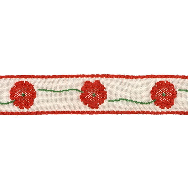 BABY JACQUARD TRIMMING POPPIES RED 15MM