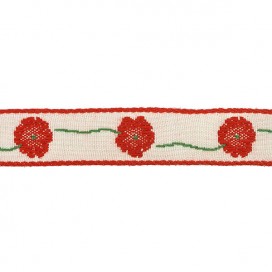 BABY JACQUARD TRIMMING POPPIES RED 15MM