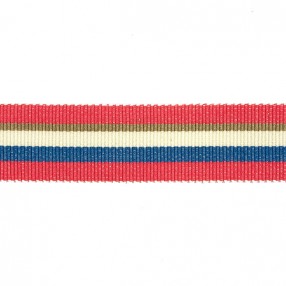 STRIPED GROS-GRAIN RIBBON BLUE-IVORY-RED