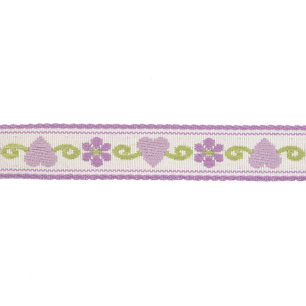 HEART AND FLOWER BABY JACQUARD TRIMMING LILAC 15MM