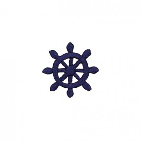 SHIP WHEEL EMBROIDERED MOTIF IRON-ON BLUE