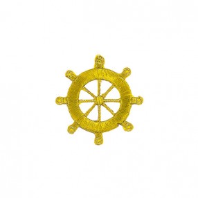 SHIP WHEEL EMBROIDERED MOTIF IRON-ON GOLD