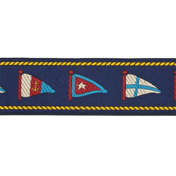 NAUTICAL FLAGS JACQUARD TRIMMING  30MM - BLUE