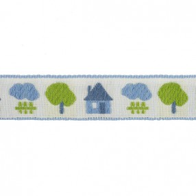 HOUSE AND TREES BABY JACQUARD TRIMMING SKY BLUE 20MM