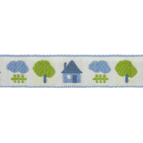 HOUSE AND TREES BABY JACQUARD TRIMMING SKY BLUE 20MM