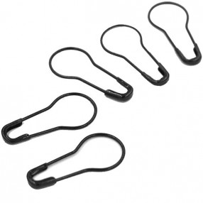 BLACK SAFETY PINS PEAR SHAPED BRASS  20MM