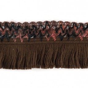 WOOL FRINGE WITH TRIMMING BROWN-MIX BURNT