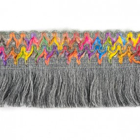 WOOL FRINGE WITH TRIMMING GREY-MIX YELLOW