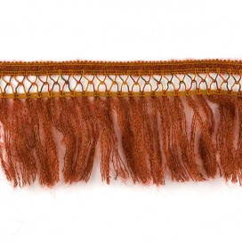 WOOL FRINGE WITH TRIMMING - RED BRICK