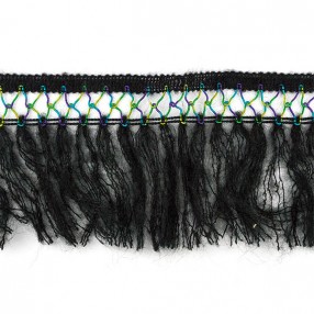 WOOL FRINGE WITH TRIMMING - MIX BLACK