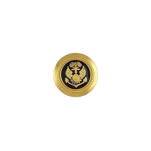 GOLD AND BLACK EPOXY METAL BUTTON WITH ANCHOR