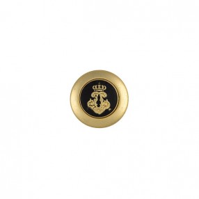 GOLD ANCHOR AND BLACK EPOXY METAL BUTTON WITH CREST DESIGN