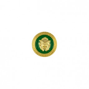 LION METAL BUTTON WITH EPOXY - GOLD-GREEN
