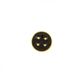ENAMELLED METAL BUTTON WITH SHANK - BROWN-GOLD