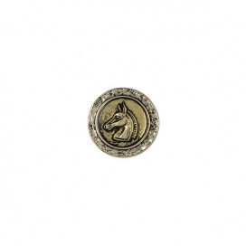 SILVER HORSE METAL BUTTON WITH EPOXY