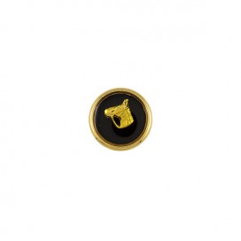 GOLD WITH BLACK EPOXY HORSE METAL BUTTON