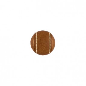 LEATHER BUTTON WITH STITCHED EDGE - BEIGE