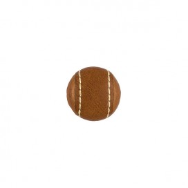 LEATHER BUTTON WITH STITCHED EDGE - BEIGE