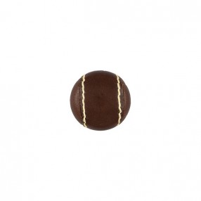 LEATHER BUTTON WITH STITCHED EDGE - DARK BROWN