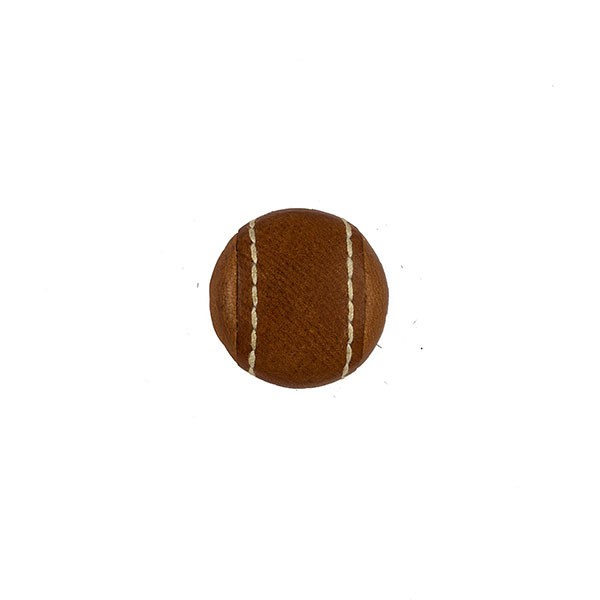 LEATHER BUTTON WITH STITCHED EDGE - TOBACCO