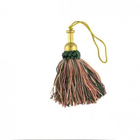 MULTICOLOR CHAINETTE KEY TASSEL WITH WOODEN HEAD