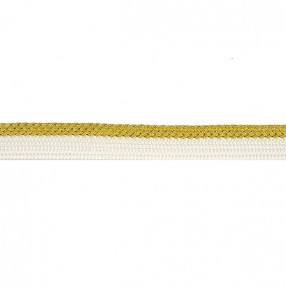 WHITE PIPING CORD BRAIDED WITH METALLIC THREAD - GOLD