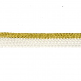 WHITE PIPING CORD BRAIDED WITH METALLIC THREAD - GOLD