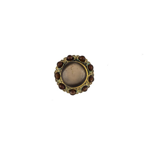 SHELL AND BEADS VINTAGE METAL BUTTON  - ANTIQUE GOLD