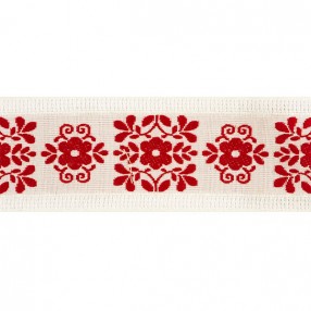 HOME JACQUARD TRIMMING 50MM - WHITE-RED