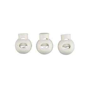 CORD STOPPER WITH METAL SPRING - WHITE
