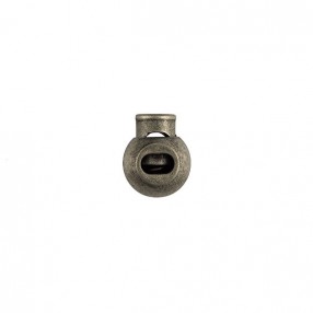 CORD STOPPER WITH METAL SPRING - ANTIQUE SILVER