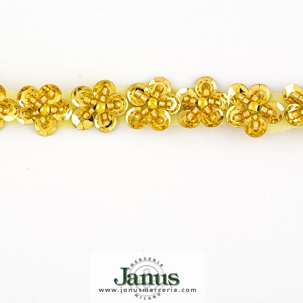 FLOWER TRIMMING BEADS-SEQUIN GOLD