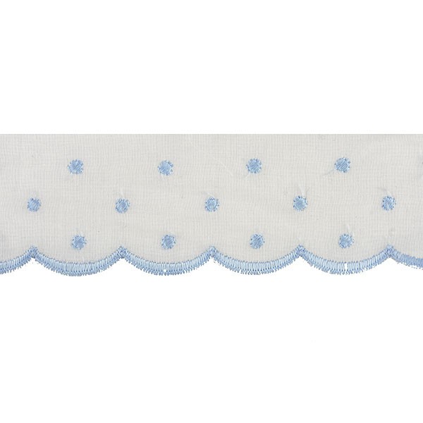 BRODERIE ANGLAISE  LACE WITH POLKA DOT - SKY BLUE